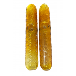 6.5" Gold Fumed Imprinted Polka Dot Steamroller Hand Pipe - (Pack of 2) [STJ80]